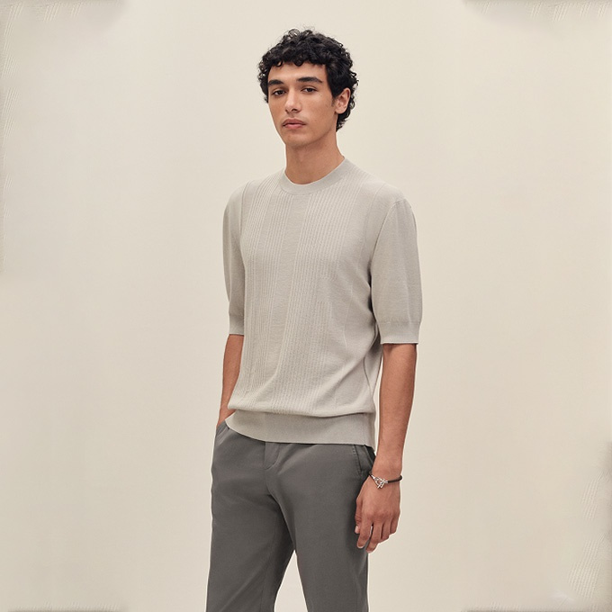 hermes vibration crew neck short sleeve knit sweater